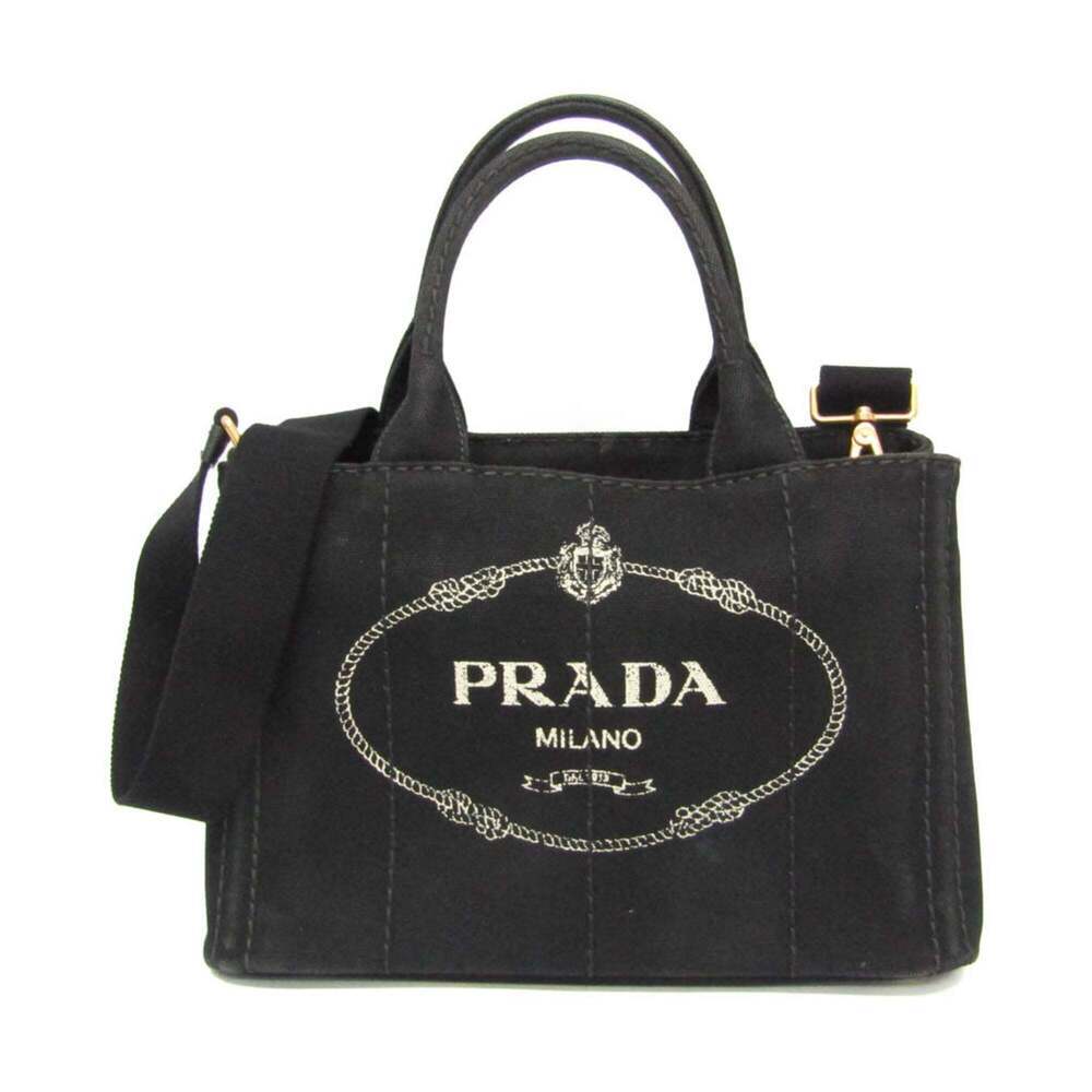 PRADA Black Canvas Shoulder Bag